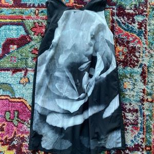 Black Shift Dress with Grey Rose